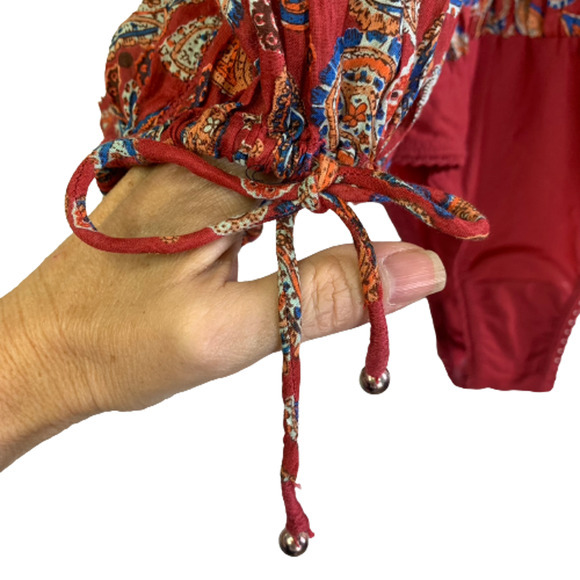 FREE PEOPLE Red Vintage Combo Sundown Bodysuit - NWT - Picture 9 of 16